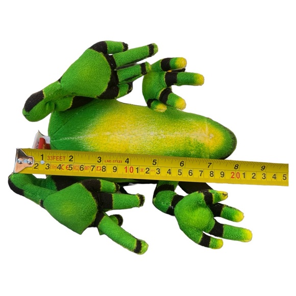Adventure Planet Green And Black Poison Dart Frog Realistic Plush 8” Inches - Picture 9 of 9
